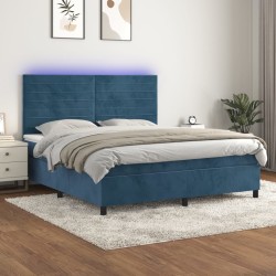 Boxspringbett mit Matratze & LED Dunkelblau 180x200 cm Samt