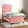 Boxspringbett mit Matratze & LED Rosa 90x190 cm Samt