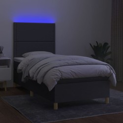 Boxspringbett mit Matratze & LED Dunkelgrau 90x190 cm Stoff