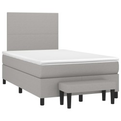 Boxspringbett mit Matratze Hellgrau 120x200 cm Stoff