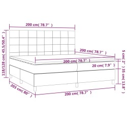 Boxspringbett mit Matratze & LED Dunkelgrau 200x200 cm Stoff