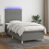 Boxspringbett mit Matratze & LED Dunkelgrau 80x200 cm Stoff