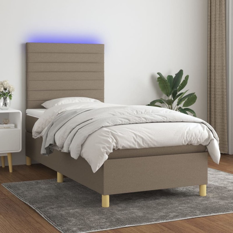 Boxspringbett mit Matratze & LED Taupe 100x200 cm Stoff