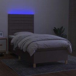 Boxspringbett mit Matratze & LED Taupe 100x200 cm Stoff