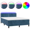 Boxspringbett mit Matratze & LED Dunkelblau 140x190 cm Samt