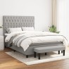 Boxspringbett mit Matratze Hellgrau 140x200 cm Stoff