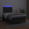 Boxspringbett mit Matratze & LED Schwarz 120x200 cm Kunstleder