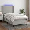 Boxspringbett mit Matratze & LED Hellgrau 80x200 cm Stoff