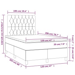 Boxspringbett mit Matratze & LED Schwarz 120x200 cm Samt