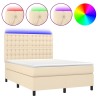 Boxspringbett mit Matratze & LED Creme 140x200 cm Stoff