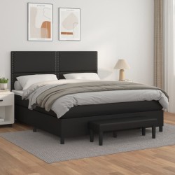 Boxspringbett mit Matratze Schwarz 160x200 cm Kunstleder