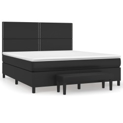 Boxspringbett mit Matratze Schwarz 160x200 cm Kunstleder