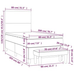 Boxspringbett mit Matratze Schwarz 80x200 cm Samt