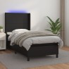 Boxspringbett mit Matratze & LED Schwarz 90x190 cm Kunstleder