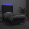 Boxspringbett mit Matratze & LED Schwarz 90x190 cm Kunstleder