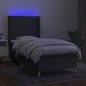 Boxspringbett mit Matratze & LED Dunkelgrau 90x190 cm Stoff