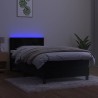 Boxspringbett mit Matratze & LED Schwarz 90x200 cm Samt