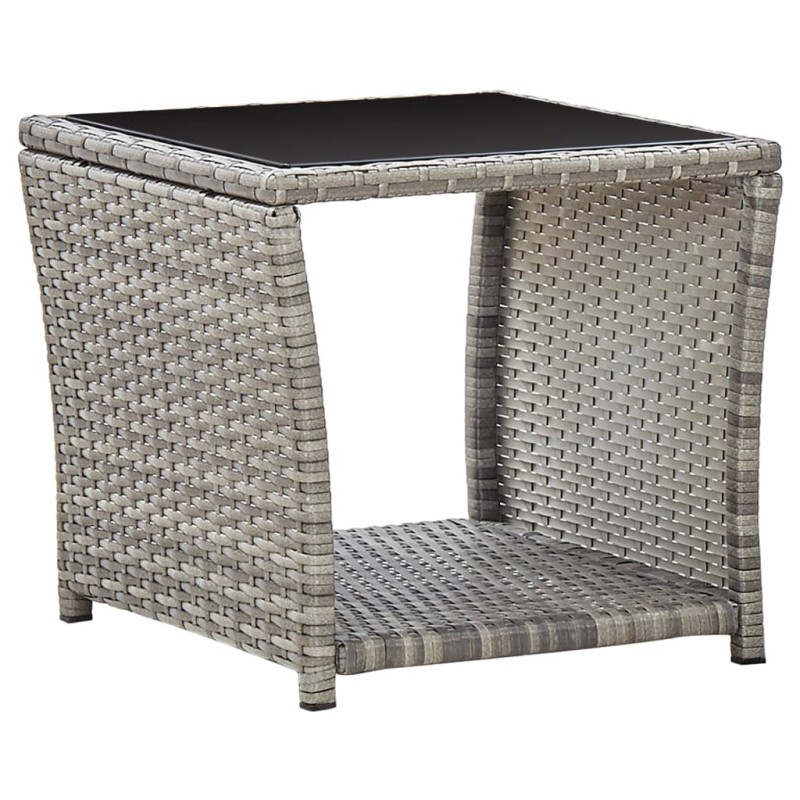 Couchtisch Grau 45 x 45 x 40 cm Poly Rattan und Glas