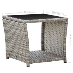 Couchtisch Grau 45 x 45 x 40 cm Poly Rattan und Glas