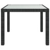 Gartentisch 90x90x75 cm Gehärtetes Glas Poly Rattan Schwarz