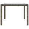 Gartentisch 90x90x75 cm Gehärtetes Glas Poly Rattan Grau