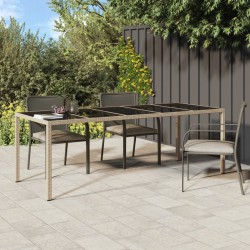 Gartentisch Beige 250x100x75 cm Hartglas und Poly Rattan