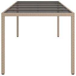 Gartentisch Beige 250x100x75 cm Hartglas und Poly Rattan