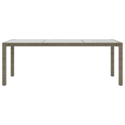 Gartentisch Grau 190x90x75 cm Hartglas und Poly Rattan