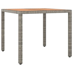 Gartentisch mit Holzplatte Grau Poly Rattan & Massivholz Akazie