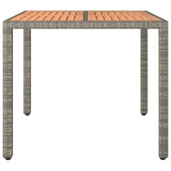 Gartentisch mit Holzplatte Grau Poly Rattan & Massivholz Akazie