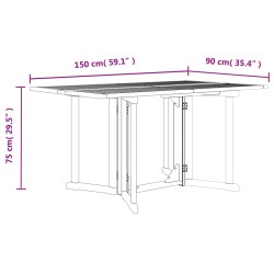 Garten-Klapptisch Butterfly 150x90x75 cm Massivholz Teak