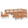 9-tlg. Garten-Lounge-Set Massivholz Kiefer Honigbraun