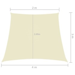 Sonnensegel Oxford-Gewebe Trapezförmig 2/4x3 m Cremeweiß