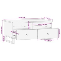 Couchtisch Braun und Schwarz 80x54x40 cm Massivholz Mango