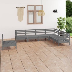 7-tlg. Garten-Lounge-Set Massivholz Kiefer Grau