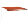 Markise Manuell Einziehbar mit LED 450x350 cm Orange und Braun