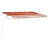 Markise Manuell Einziehbar mit LED 450x350 cm Orange und Braun