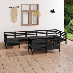 10-tlg. Garten-Lounge-Set Schwarz Massivholz Kiefer