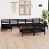 9-tlg. Garten-Lounge-Set Schwarz Massivholz Kiefer