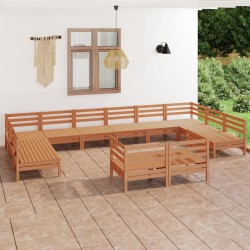 12-tlg. Garten-Lounge-Set Honigbraun Massivholz Kiefer