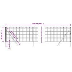 Maschendrahtzaun Anthrazit 0,8x25 m Verzinkter Stahl