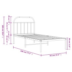 Bettgestell mit Kopfteil Metall Schwarz 90x190 cm