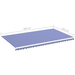 Markisenbespannung Blau und Weiß 6x3,5 m