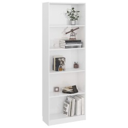 Bücherregal 5 Fächer Hochglanz-Weiß 60x24x175 cm Holzwerkstoff