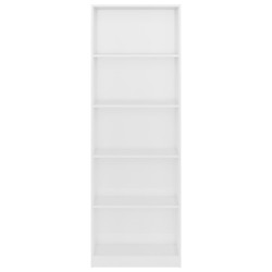 Bücherregal 5 Fächer Hochglanz-Weiß 60x24x175 cm Holzwerkstoff