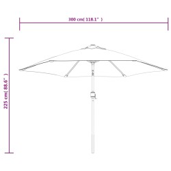 Sonnenschirm mit LED-Leuchten und Stahlmast 300 cm Schwarz