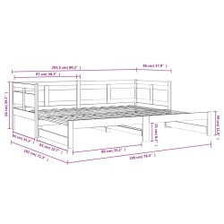 Tagesbett Ausziehbar Weiß Massivholz Kiefer 2x(90x200) cm