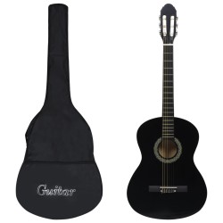 12-tlg. Klassikgitarren-Set für Anfänger Schwarz 4/4 39"