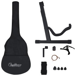 12-tlg. Klassikgitarren-Set für Anfänger Schwarz 4/4 39"