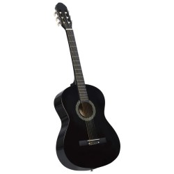 12-tlg. Klassikgitarren-Set für Anfänger Schwarz 4/4 39"